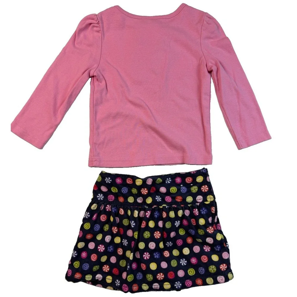 Gymboree Girls Size 3 Candy Shop Skort & Long Sleeve Top Set 2009
